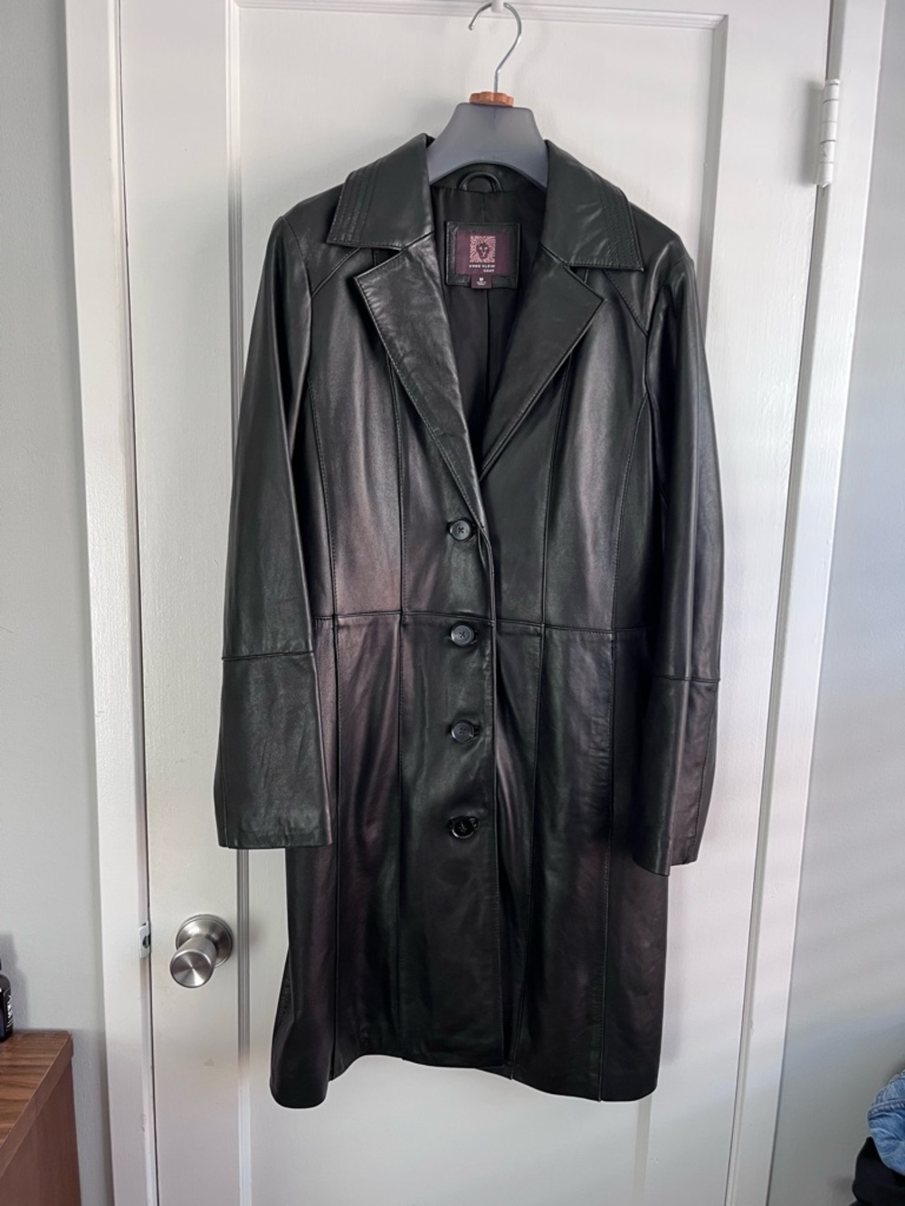 Anne Klein Black Leather Trench